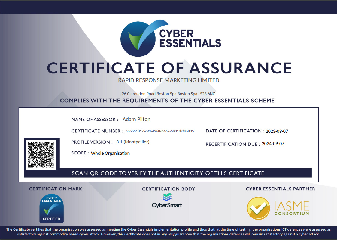 Smarter Business Processes is Cyber Certified